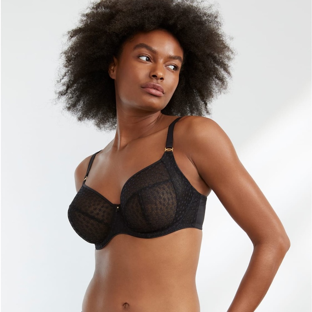 Freya 36I Black Starlight Side Support Unlined Underwire Bra Style AA5201